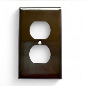 Modern Brushed Metal Duplex Outlet Cover Plate + Screw